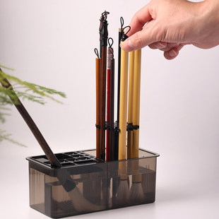 新款毛笔免洗笔架多功能十孔笔架洗笔神器调色盘盒毛笔挂架洗笔器