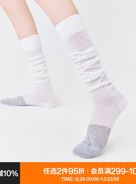 AR灰色芭蕾风小腿堆堆袜秋冬miu系薄撞色长筒袜美腿显瘦春秋长袜