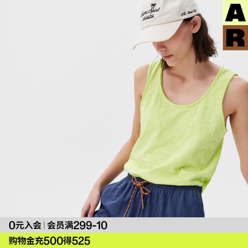 AR纯色竹节棉吊带背心女春夏季纯棉老头衫可外穿宽松无袖上衣内搭图片