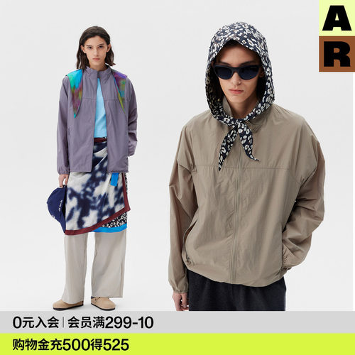 AR可拆卸花色三角兜帽原纱防晒衣运动轻量户外休闲外套UPF50+女
