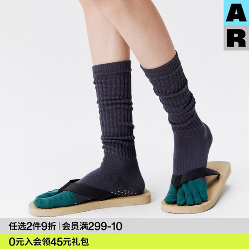 AR运动五指袜子女款春夏季黑色显瘦小腿袜防滑普拉提健身瑜伽袜