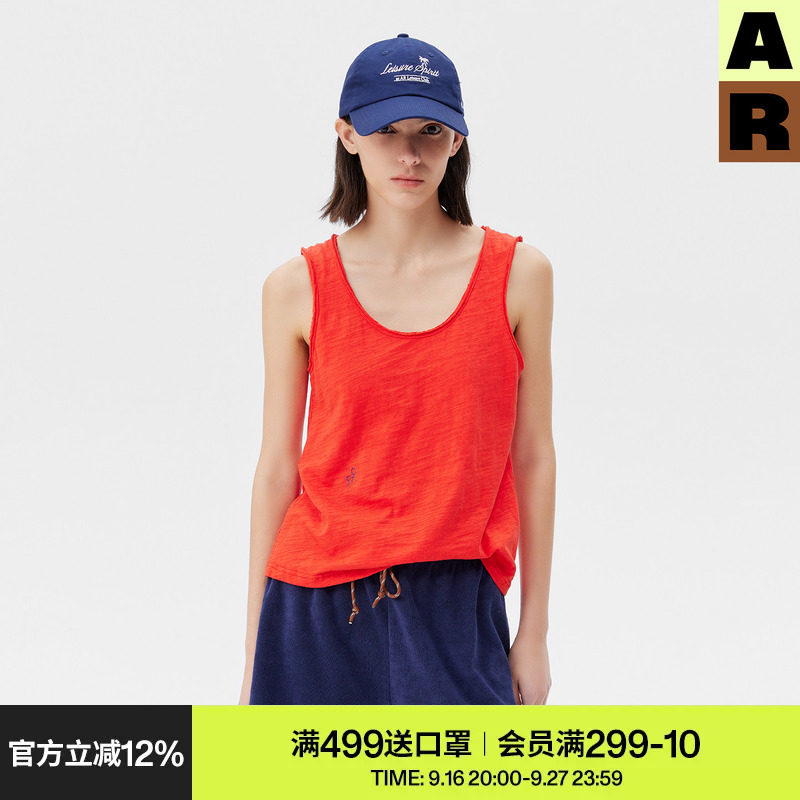AR纯色竹节棉吊带背心女春夏季纯棉老头衫可外穿宽松无袖上衣内搭图片