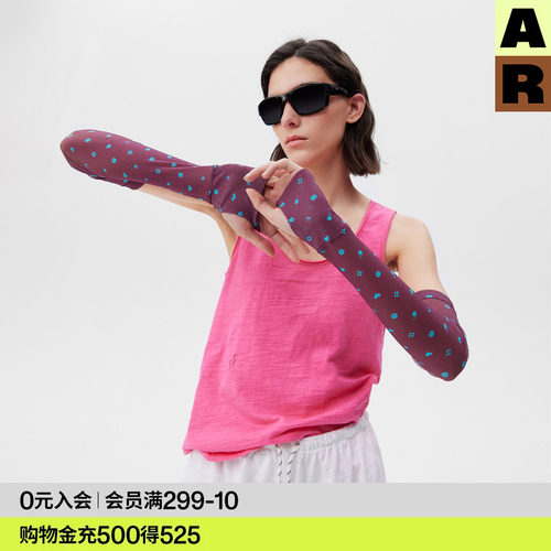 AR提花点彩网纱防晒袖套女印花开车防护冰袖春夏轻薄透气手臂套袖