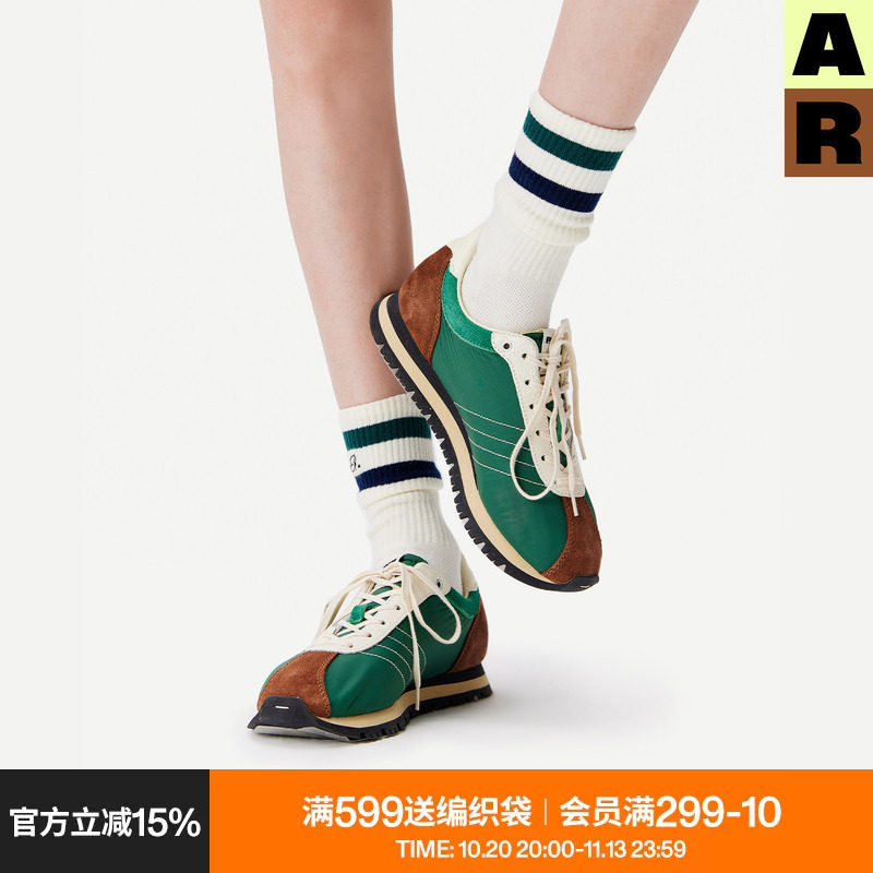 AR袜子女款春秋款复古双杠中筒袜堆堆袜显瘦百搭白色无骨袜情侣款