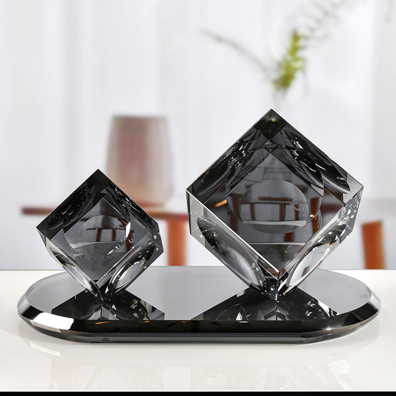 水晶几何魔方桌面装饰摆件