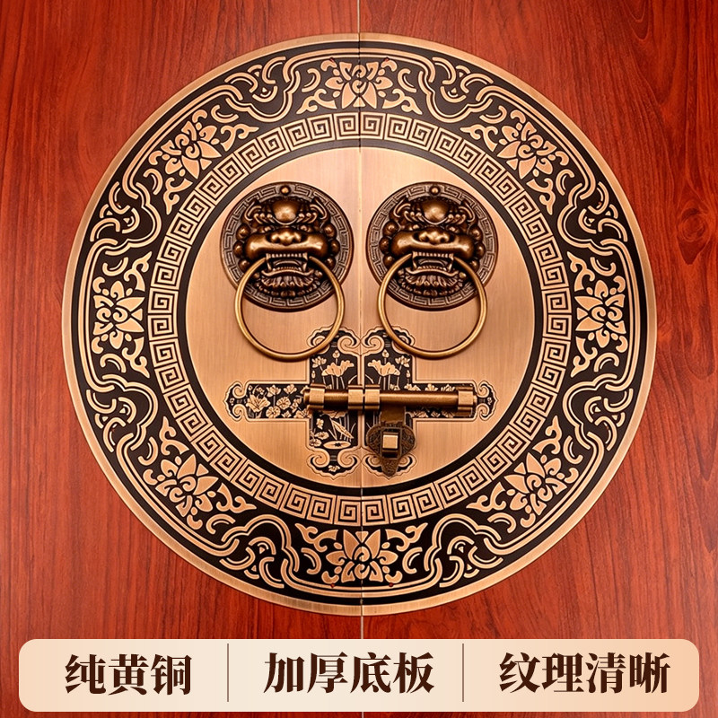 中式仿古纯黄铜插销门栓木门把手老式大门栓庭院门闩黄铜复古挂锁