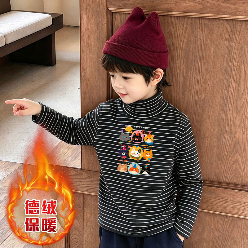 半高领条纹打底衫儿童洋气