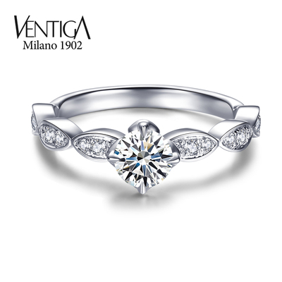 VENTIGA/梵蒂加图兰朵18k求婚结婚戒指 订婚群镶钻戒女一克拉定制