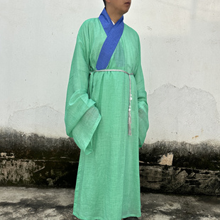 小青柠纯棉苎麻明制汉服直裰交领飘逸演出服春秋冬量身定制可选色