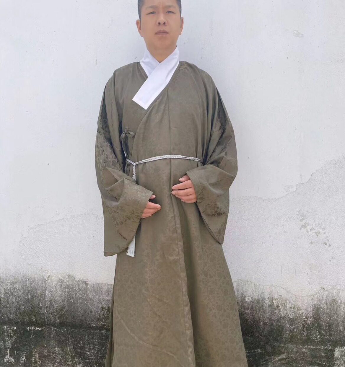 明制汉服道袍男暗纹琵琶袖宋锦长袍衫春秋日常可搭塔护圆领袍定制