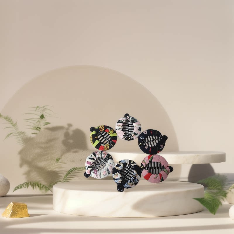 秀秀手工雪纺印花带缠布小号扁豆夹竖夹香鱼夹蕉夹