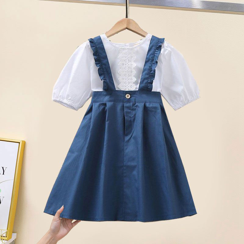 女童套装夏季2024新款儿童背带裙连衣裙小女孩公主裙网红夏装裙子