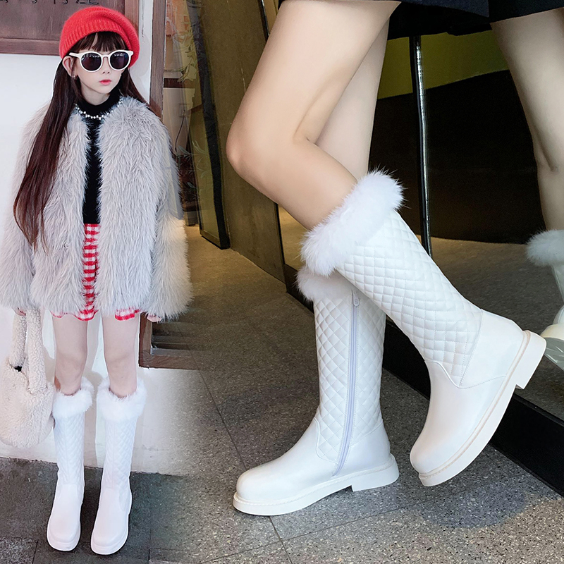 女童保暖雪地靴防水长靴儿童皮靴