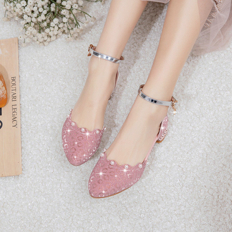 2026夏天新款儿童凉鞋包头女童高跟鞋中大童学生演出鞋水晶公主鞋