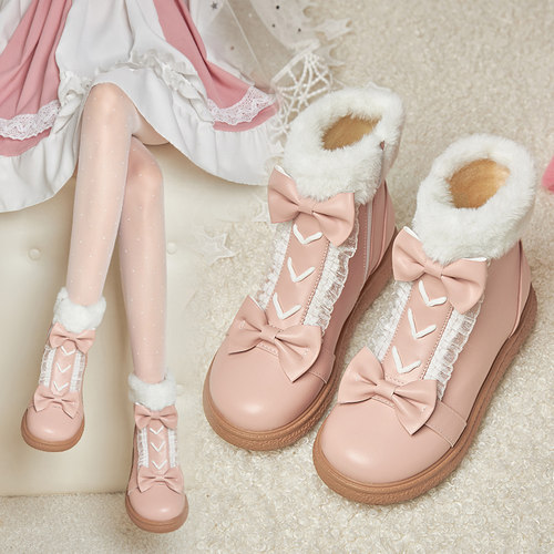 女童洛丽塔jk短靴2021防水保暖