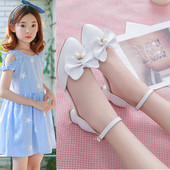 凉鞋 女儿童高跟鞋 中大童包头单鞋 女童皮鞋 白色公主鞋 款 演出鞋 春季