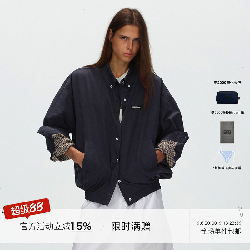 ECHOADE 经典百搭 宽松落肩做旧休闲夹克外套图片