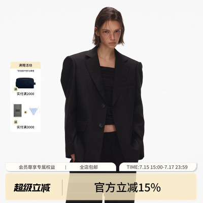 ECHOADE经典阔西 高智力量感垫肩设计枪驳领羊毛廓型西装外套