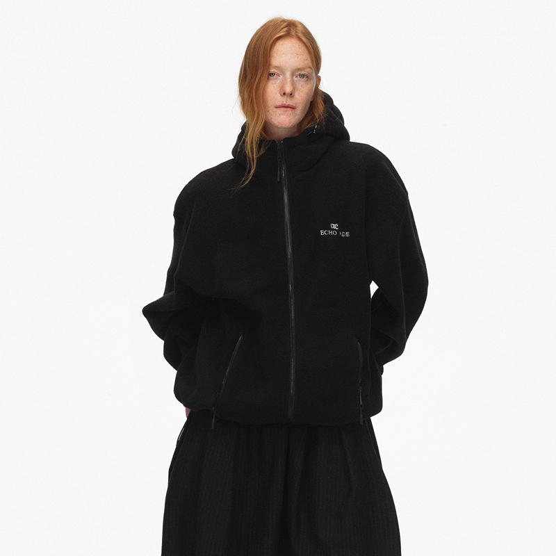 ECHOADE立领连帽设计摇粒绒外套