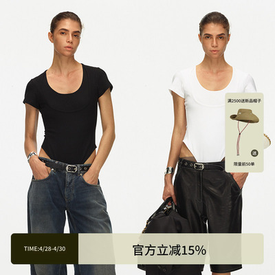 ECHOADE双领口水滴U领连体T恤