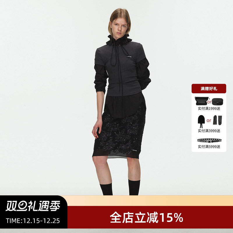 ECHOADE重工珠片绣花小黑裙