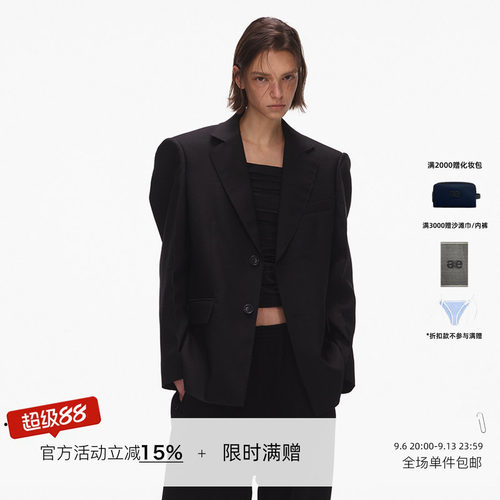 ECHOADE经典阔西 高智力量感垫肩设计枪驳领羊毛廓型西装外套