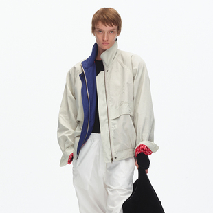 设计撞色立领短款 精选细腻斜纹插肩袖 夹克外套 时髦 ECHOADE经典