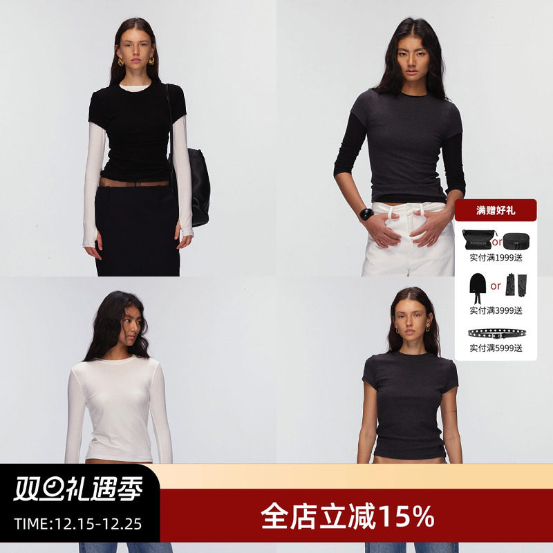 ECHOADE小圆领正肩打底T恤