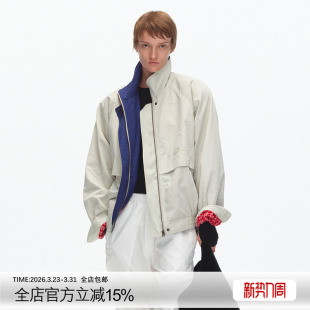 设计撞色立领短款 精选细腻斜纹插肩袖 夹克外套 时髦 ECHOADE经典