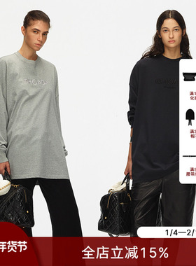 ECHOADE经典延续 精致小圆领Oversized落肩设计大廓形刺绣长袖T恤