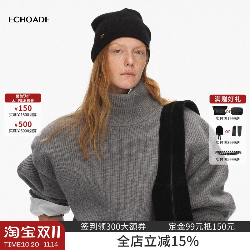 ECHOADE细腻柔软蝴蝶结毛线帽