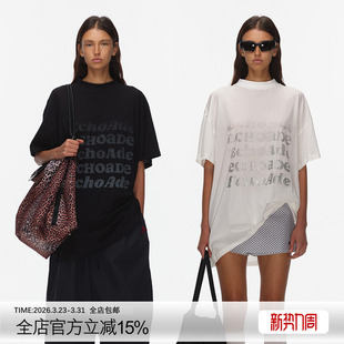 落肩大廓形T恤 经典 ECHOADE秒塑纸片人 超薄长绒棉不规则字母印花