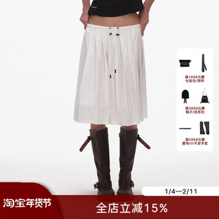 ECHOADE精选时髦轻盈材质 优雅小A字型松紧腰百褶半身裙