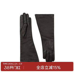 ECHOADE时髦精B备 浮雕LOGO徽标小羊皮保暖真皮质长手套