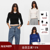 时髦 天丝羊毛混纺柔软舒适 小V领设计l修身 ECHOADE经典 长袖 T恤