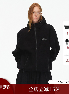 ECHOADE独特时装廓形 宽松立领连帽设计摇粒绒外套