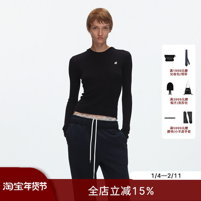 ECHOADE小象刺绣连帽长袖针织衫