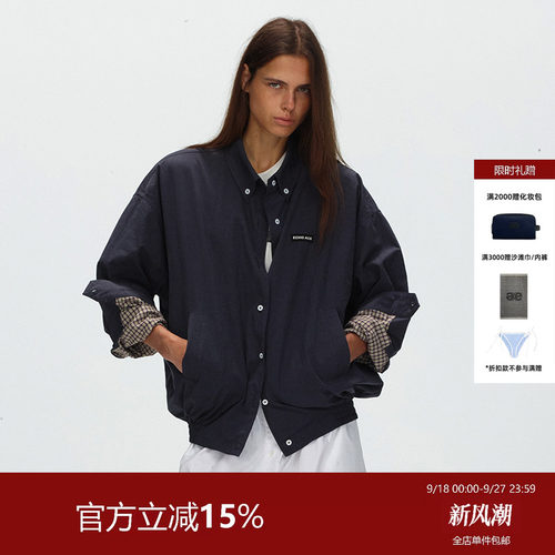 ECHOADE 经典百搭 宽松落肩做旧休闲夹克外套