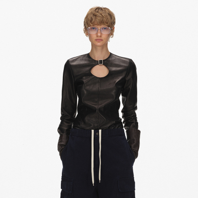 ECHOADE带扣长袖皮革上衣