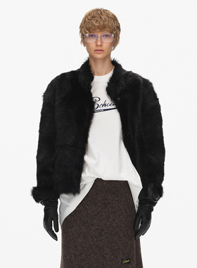 ECHOADE高级时髦 宽松短款版型直毛托卡皮毛一体皮草外套