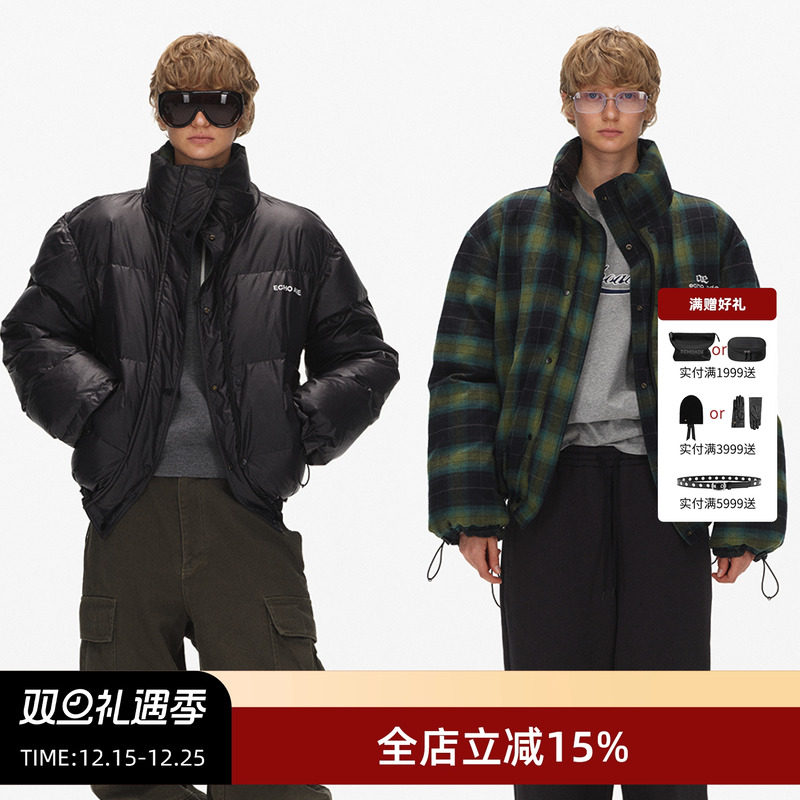 ECHOADE立领宽松双面穿羽绒服