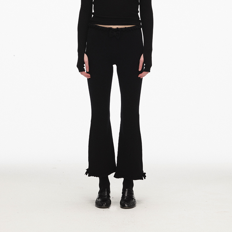 ECHOADE中腰蝴蝶结装饰微喇裤