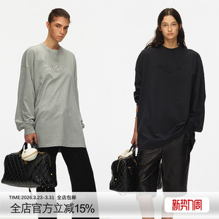 T恤 精致小圆领Oversized落肩设计大廓形刺绣长袖 ECHOADE经典 延续