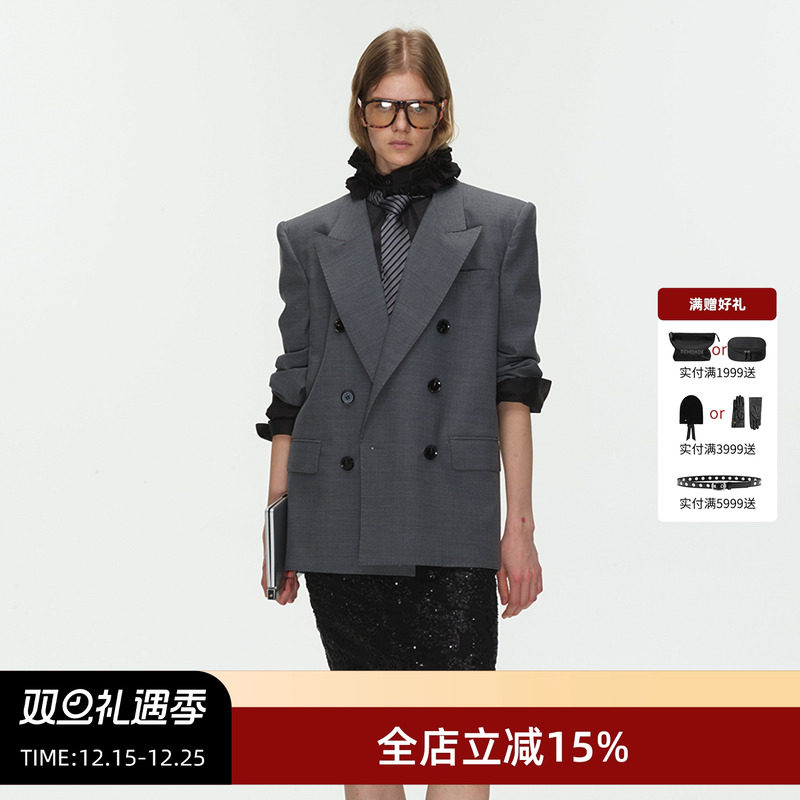 ECHOADE正肩灰色系戗驳领西装