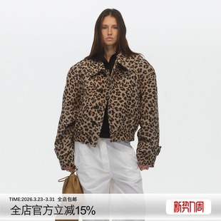 ECHOADE复古现代美学结合 豹纹印花宽松阔肩飞行员夹克外套