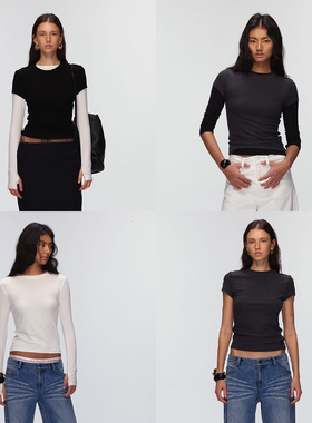 ECHOADE叠穿神器小圆领设计正肩版型修饰身形B备基础长袖/短袖T恤