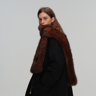 披肩围巾 长款 ECHOADE丰盈柔软 细腻光泽感环保貂毛