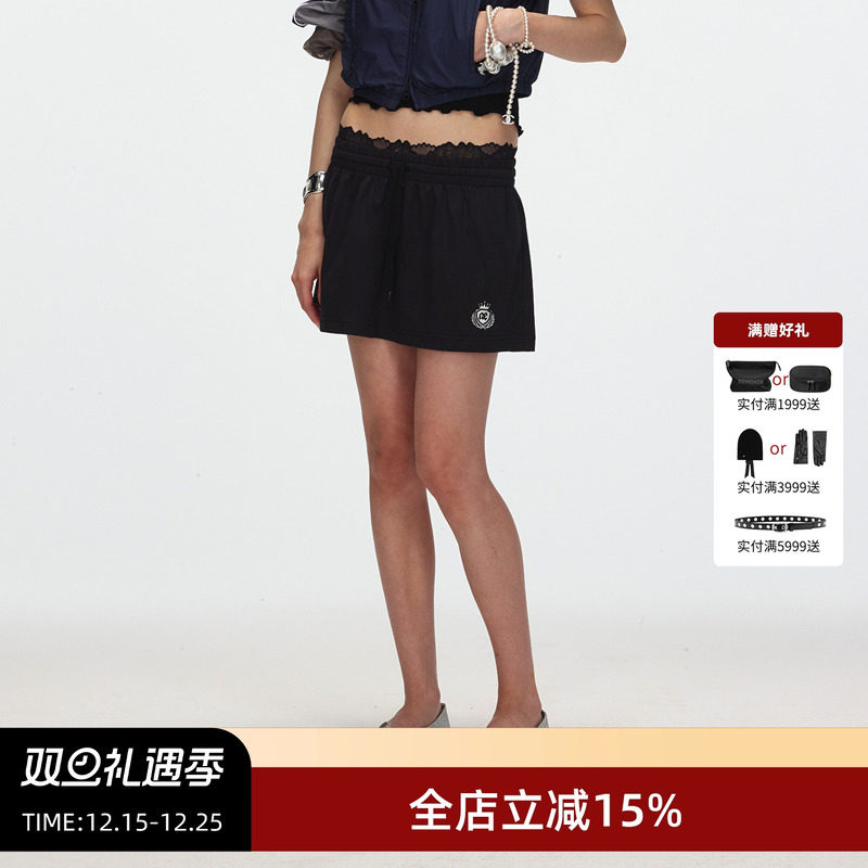 ECHOADE松紧腰刺绣短裙