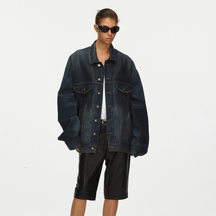 ECHOADE早秋B备 自然落色水洗破坏工艺超宽松大廓形牛仔夹克外套