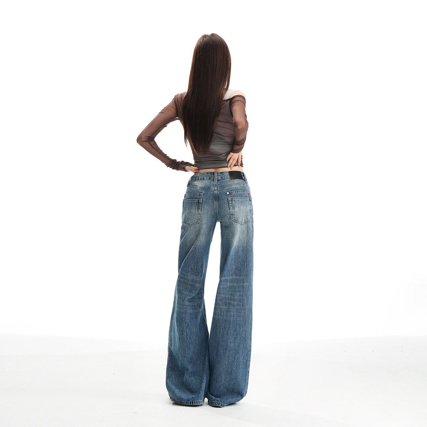 有范儿｜蓝色水洗低腰微喇叭牛仔裤女美式辣妹宽松复古显瘦阔腿裤,女装/女士精品,牛仔裤,淘宝优惠券,粉丝福利购,淘宝优惠卷